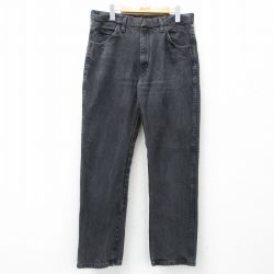 【50%OFF】W35★古着 ラスラー ジーンズ メンズ コットン 黒 ブラック デニム 25may07 中古 ボトムス ジーパン Gパン ロング パンツ