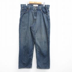 W36★古着 リーバイス Levis ジーンズ メンズ コットン 濃紺 ネイビー デニム 25may08 中古 ボトムス ジーパン Gパン ロング パンツ