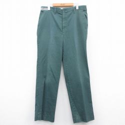 W36★古着 ワーク パンツ メンズ 緑 グリーン 25may09 中古 ボトムス ロング