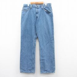 W36★古着 エディーバウアー ジーンズ メンズ コットン 紺 ネイビー デニム 25may09 中古 ボトムス ジーパン Gパン ロング パンツ