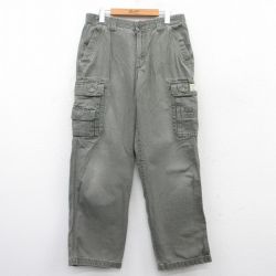 W33★古着 エディーバウアー カーゴ パンツ メンズ コットン 緑系 グリーン 25may09 中古 ボトムス ロング