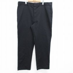 W43★古着 ディッキーズ Dickies ワーク パンツ メンズ 大きいサイズ 黒 ブラック 25may09 中古 ボトムス ロング