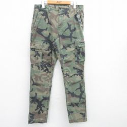 W35★古着 ギャップ GAP カーゴ パンツ メンズ リップストップ 緑 グリーン 迷彩 25may09 中古 ボトムス ロング