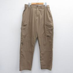【50%OFF】W33★古着 カーゴ パンツ メンズ リップストップ 濃ベージュ カーキ 25may10 中古 ボトムス ロング