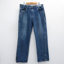 W35★古着 CiNTAS ジーンズ メンズ ヒゲ コットン 紺 ネイビー デニム 25may10 中古 ボトムス ジーパン Gパン ロング パンツ