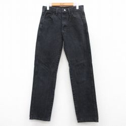 W30★古着 ラスラー ジーンズ メンズ コットン 黒 ブラック デニム 25may13 中古 ボトムス ジーパン Gパン ロング パンツ