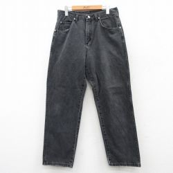 W32★古着 ラングラー Wrangler ジーンズ メンズ 黒 ブラック デニム 25may13 中古 ボトムス ジーパン Gパン ロング パンツ