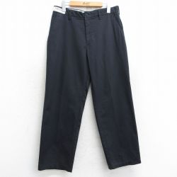 W33★古着 ワーク パンツ メンズ 黒 ブラック 25may13 中古 ボトムス ロング