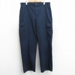 【20%OFF】W36★古着 ディッキーズ Dickies カーゴ ワーク パンツ メンズ 紺 ネイビー 25may13 中古 ボトムス ロング