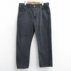 【50%OFF】W37★古着 ジーンズ メンズ コットン 黒 ブラック デニム 25may13 中古 ボトムス ジーパン Gパン ロング パンツ