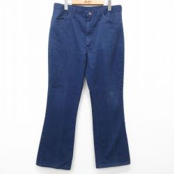 W35★古着 ラングラー Wrangler パンツ メンズ 80年代 80s ブーツカット フレア タロン 紺 ネイビー 【spe】 25may14 中古 ボトムス ロング