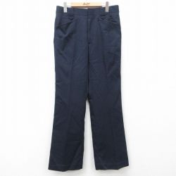 W33★古着 パンツ メンズ 80年代 80s ブーツカット フレア USA製 紺 ネイビー 25may14 中古 ボトムス ロング