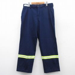 W35★古着 レッドキャップ ワーク パンツ メンズ リフレクター コットン 紺 ネイビー 25may15 中古 ボトムス ロング