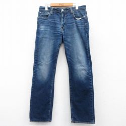 W33★古着 リーバイス Levis 504 ジーンズ メンズ ヒゲ 紺 ネイビー デニム 【spe】 25may15 中古 ボトムス ジーパン Gパン ロング パンツ