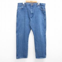 W41★古着 ラングラー Wrangler ジーンズ メンズ 大きいサイズ コットン 紺 ネイビー デニム 25may15 中古 ボトムス ジーパン Gパン ロング パンツ