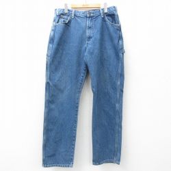 【50%OFF】W36★古着 ディッキーズ Dickies ペインター パンツ メンズ コットン 紺 ネイビー デニム 25may15 中古 ボトムス ロング