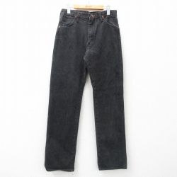 W31★古着 ラングラー Wrangler ジーンズ メンズ 90年代 90s コットン USA製 黒 ブラック デニム 25may15 中古 ボトムス ジーパン Gパン ロング パンツ