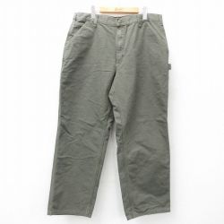 W37★古着 カーハート Carhartt ペインター パンツ メンズ ワンポイントロゴ ダック地 コットン 濃緑 グリーン 25may15 中古 ボトムス ロング