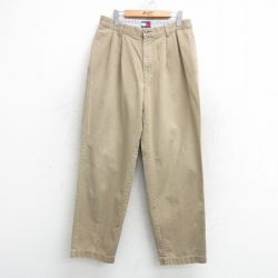 トミーヒルフィガー 90s チノパン ワンポイントロゴ ベージュ W32 | 古着