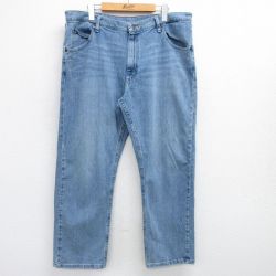 W38★古着 ラングラー Wrangler ジーンズ メンズ ヒゲ 紺 ネイビー デニム 25may17 中古 ボトムス ジーパン Gパン ロング パンツ