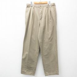 W34★古着 パンツ メンズ コットン ベージュ カーキ 25may20 中古 ボトムス ロング