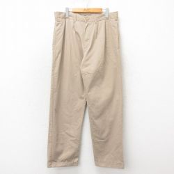 【50%OFF】W34★古着 パンツ メンズ ベージュ カーキ 25may20 中古 ボトムス ロング