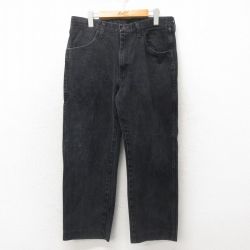 W34★古着 ラスラー ジーンズ メンズ コットン 黒 ブラック デニム 25may20 中古 ボトムス ジーパン Gパン ロング パンツ