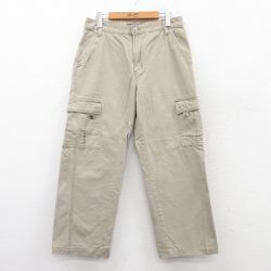 【50%OFF】W31★古着 カーゴ パンツ メンズ HAWK コットン ベージュ カーキ 25may21 中古 ボトムス ロング