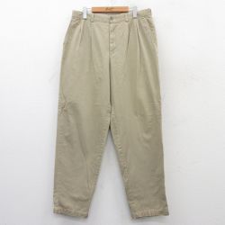 【50%OFF】W34★古着 パンツ メンズ コットン ベージュ カーキ 25may21 中古 ボトムス ロング