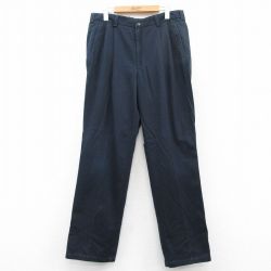 W34★古着 セントジョンズベイ パンツ メンズ コットン 紺 ネイビー 25may21 中古 ボトムス ロング