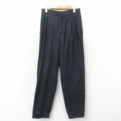 W30★古着 パンツ メンズ 90年代 90s リネン 黒 ブラック 25may22 中古 ボトムス ロング