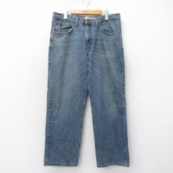 W36★古着 リー Lee ジーンズ メンズ ヒゲ コットン 紺 ネイビー デニム 25may22 中古 ボトムス ジーパン Gパン ロング パンツ