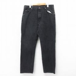 W38★古着 ラングラー Wrangler ジーンズ メンズ 00年代 00s コットン 黒 ブラック デニム 25may22 中古 ボトムス ジーパン Gパン ロング パンツ