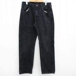 W33★古着 ラスラー ジーンズ メンズ コットン 黒 ブラック デニム 25may23 中古 ボトムス ジーパン Gパン ロング パンツ