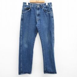 【50%OFF】W31★古着 ラングラー Wrangler ジーンズ メンズ ヒゲ コットン 濃紺 ネイビー デニム 25may23 中古 ボトムス ジーパン Gパン ロング パンツ