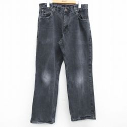 W34★古着 アリゾナジーンズ ジーンズ メンズ ヒゲ コットン 黒 ブラック デニム 25may23 中古 ボトムス ジーパン Gパン ロング パンツ