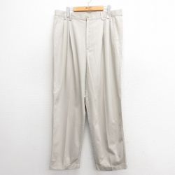 W36★古着 グレッグノーマン パンツ メンズ ワンポイントロゴ コットン 薄ベージュ カーキ 25may26 中古 ボトムス ロング