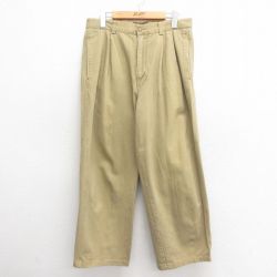 W32★古着 パンツ メンズ 濃緑 グリーン 25may26 中古 ボトムス ロング
