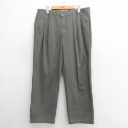 W37★古着 バンヒューセン パンツ メンズ コットン 濃緑 グリーン 25may27 中古 ボトムス ロング