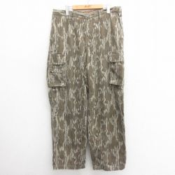 W35★古着 ハンティング カーゴ パンツ メンズ モッシーオーク 茶他 ブラウン 迷彩 25may27 中古 ボトムス ロング