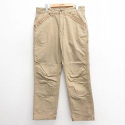 【20%OFF】W34★古着 ペインター パンツ メンズ ダブルニー リップストップ ベージュ カーキ 25may27 中古 ボトムス ロング