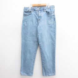 W35★古着 ランズエンド ジーンズ メンズ 薄紺 ネイビー デニム 25may27 中古 ボトムス ジーパン Gパン ロング パンツ