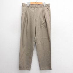 W36★古着 HAGGER パンツ メンズ 90年代 90s コットン USA製 濃ベージュ カーキ 25may27 中古 ボトムス ロング