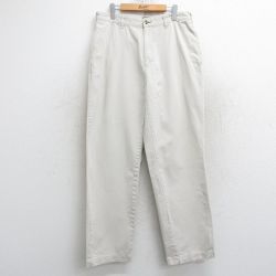 【50%OFF】W34★古着 トミーヒルフィガー TOMMY HILFIGER ブランド パンツ メンズ 90年代 90s ワンポイントロゴ コットン 薄ベージュ カーキ 25may28 中古 ボトムス ロング