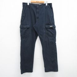 W36★古着 ラングラー Wrangler カーゴ パンツ メンズ リップストップ 紺 ネイビー 25may30 中古 ボトムス ロング