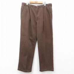W36★古着 HAGGAR パンツ メンズ コットン 茶 ブラウン 25may31 中古 ボトムス ロング