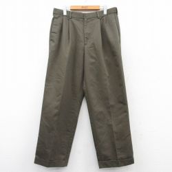 W34★古着 ドッカーズ パンツ メンズ 濃緑 グリーン 25may31 中古 ボトムス ロング