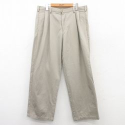 W35★古着 IZOD パンツ メンズ コットン 薄ベージュ カーキ 25jun02 中古 ボトムス ロング
