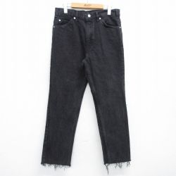 W33★古着 ジーンズ メンズ 90年代 90s コットン USA製 黒 ブラック デニム 25jun04 中古 ボトムス ジーパン Gパン ロング パンツ