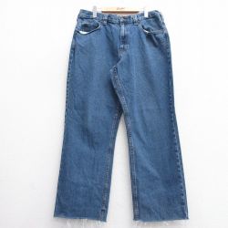 W37★古着 ジーンズ メンズ こっとん 紺 ネイビー デニム 25jun04 中古 ボトムス ジーパン Gパン ロング パンツ